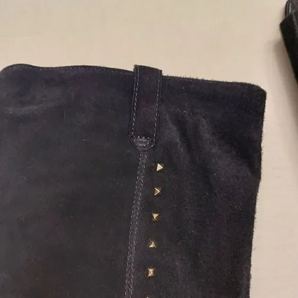 MARC FISHER Secrit Black Suede Studded  Medium Calf Tall Boots - Picture 3 of 15